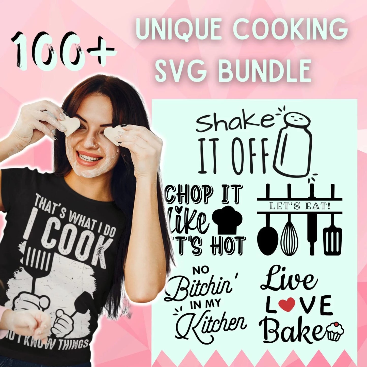 100+Unique Cooking SVG Designs POD Bundle