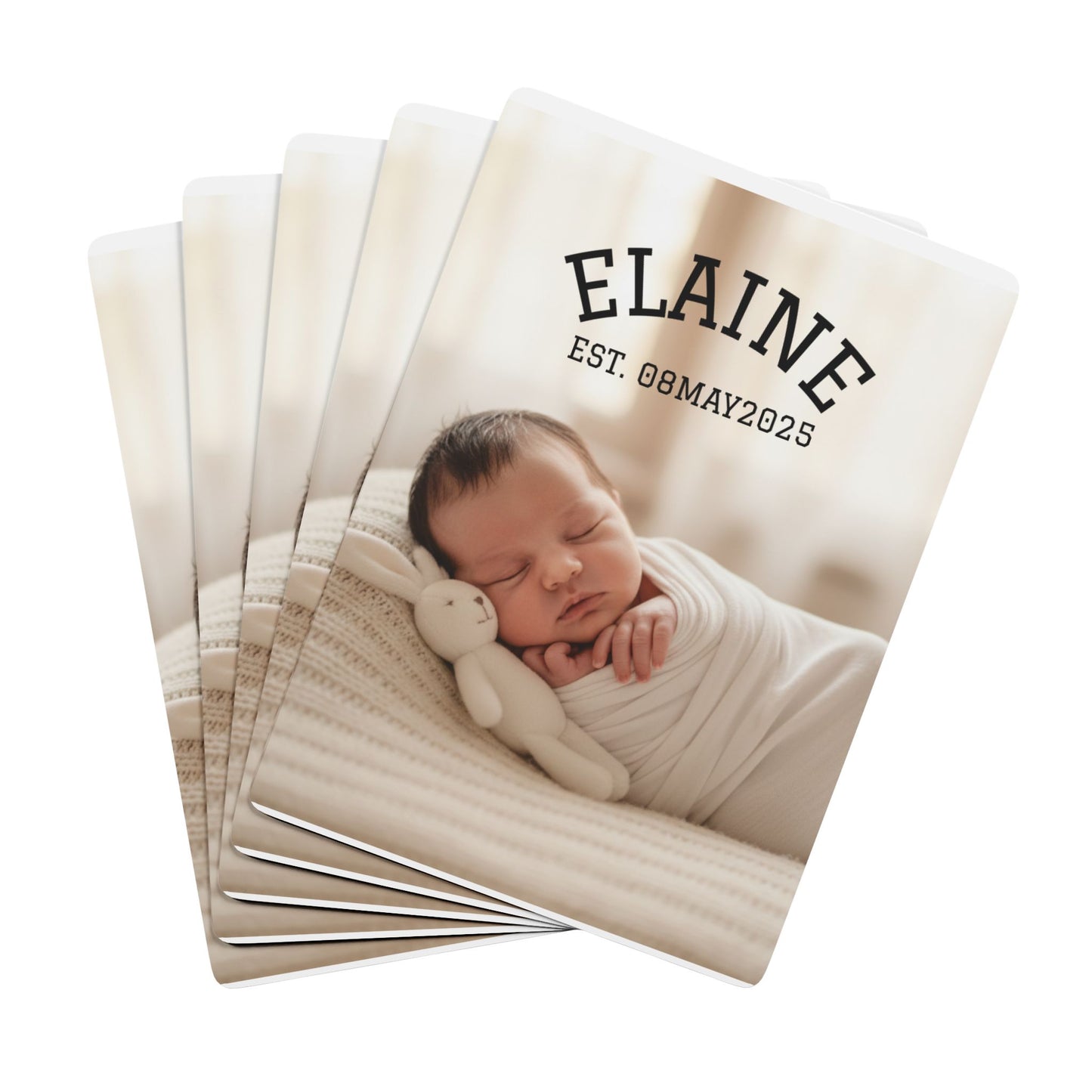 Personalized Newborn Photo Poker Playing Cards | Custom Name Date
