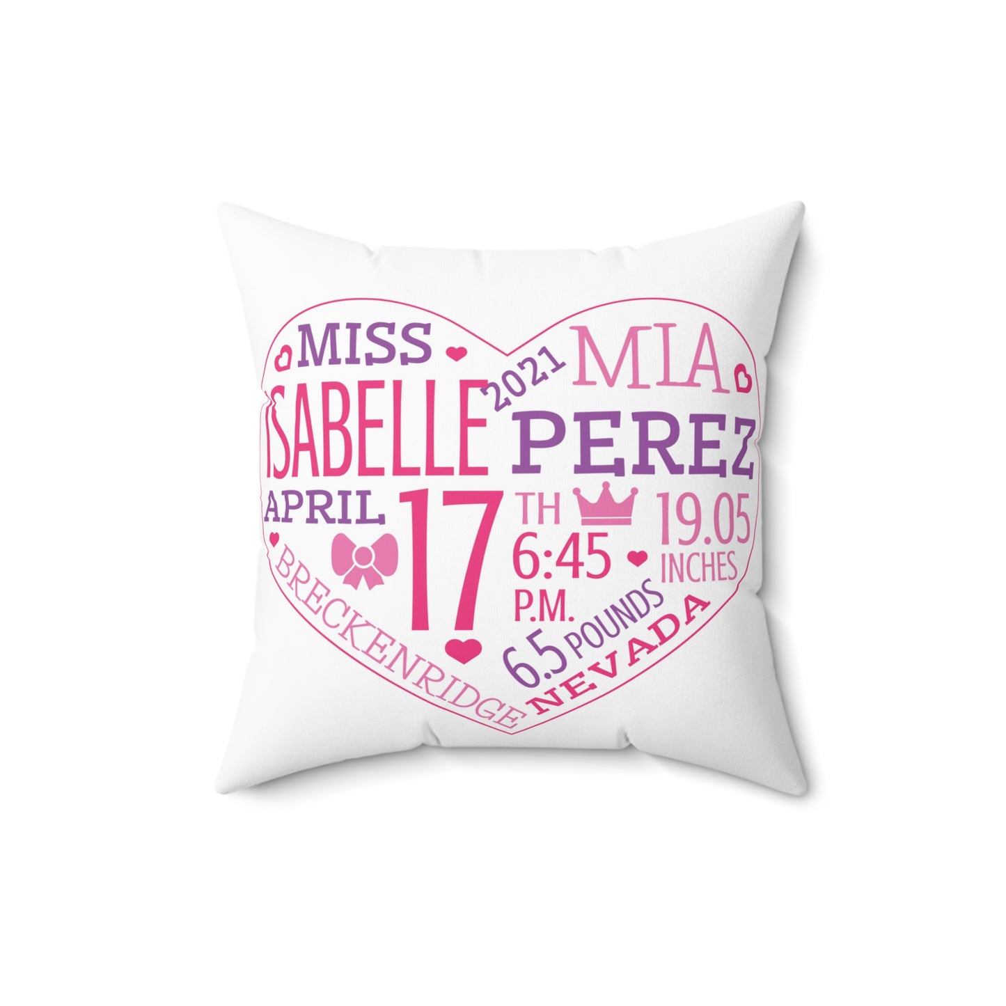 Newborn Birth Stats Pillow